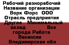 Рабочий-разнорабочий › Название организации ­ Ворк Форс, ООО › Отрасль предприятия ­ Другое › Минимальный оклад ­ 27 000 - Все города Работа » Вакансии   . Владимирская обл.,Муромский р-н